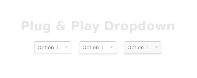 Three dropdown elements styled differently